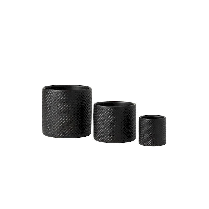 Sullivans Set of 3 Ceramic Pot Vase 5.75 H, 5 H & 3 H Black