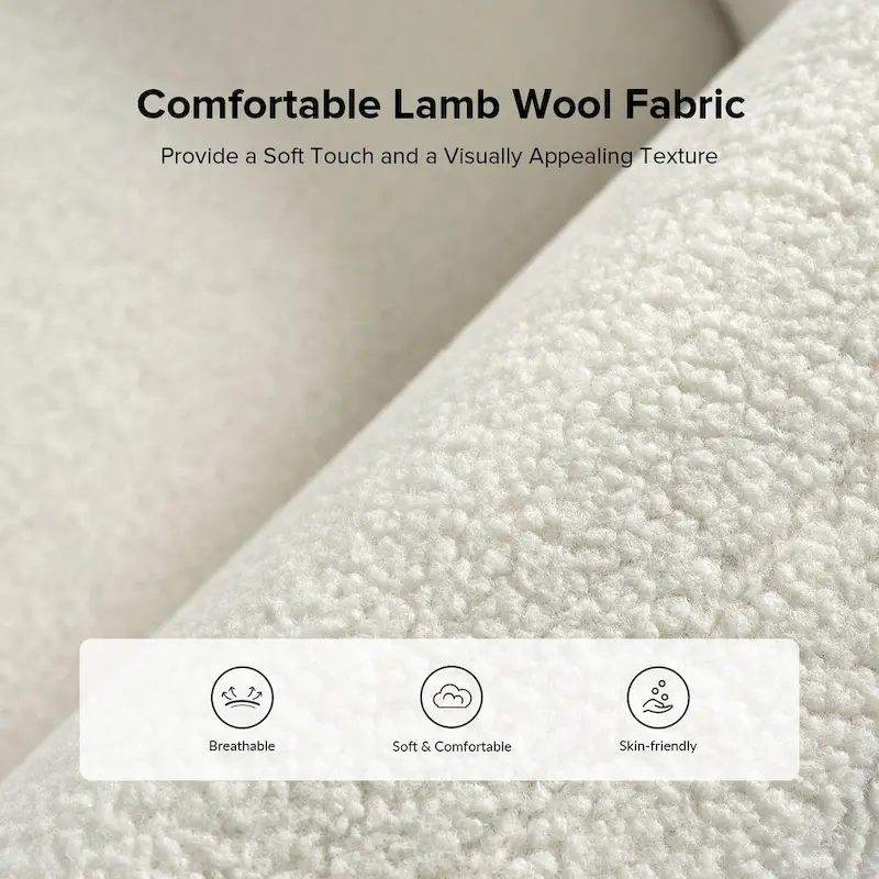 Wayne 35 Wide Boucle Upholstered Teddy Accent Chair with Solid Wood Legs by HULALA HOME