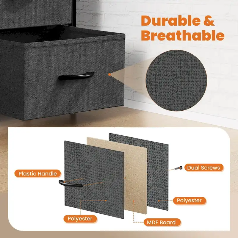 Drawers Dresser Chest Of Drawers,Metal Frame And Wood Top,4Bc