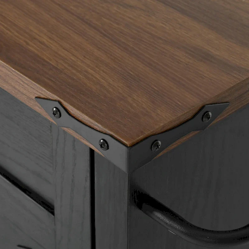 53.5 Farmhouse Kitchen Island - Power Outlet, Drop Leaf, Spice Rack, Drawer, Rolling Cart on Wheels