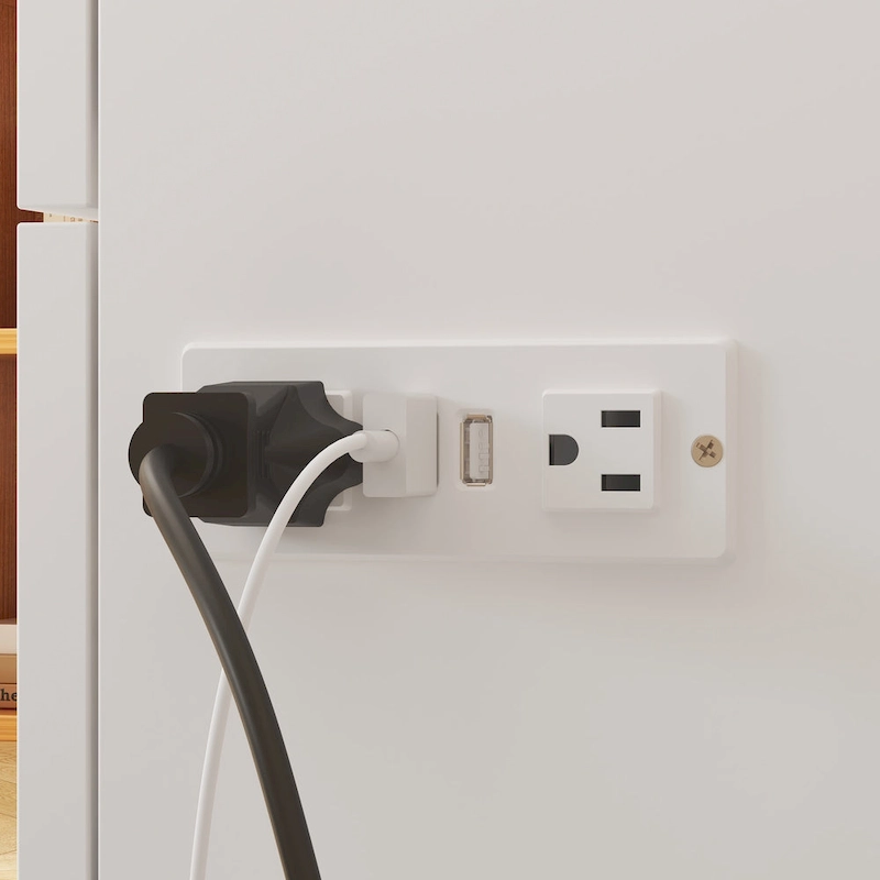 Modern Wood Full Murphy Bed Chest in White Finish Dresser 2-1 Cabinet