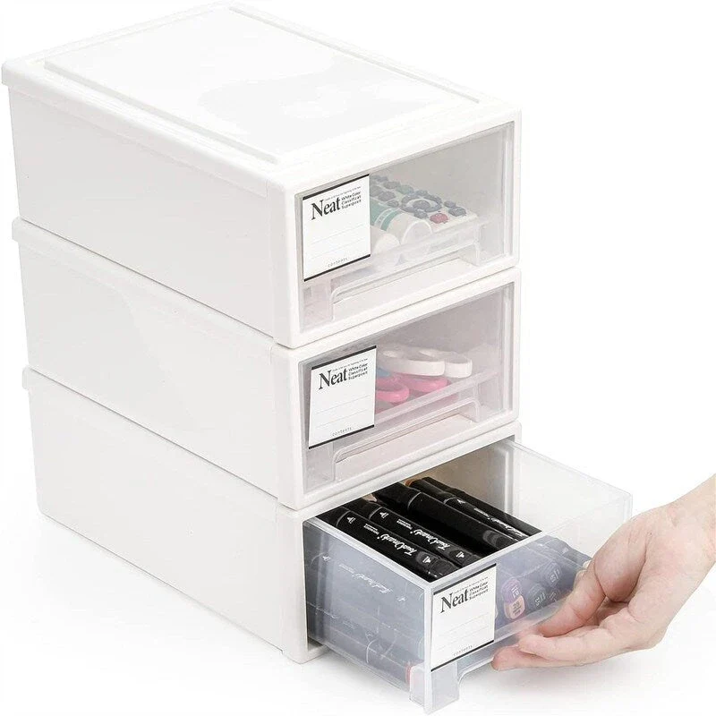 Clear Drawer Organizer Box 6 Quart 3-Pack