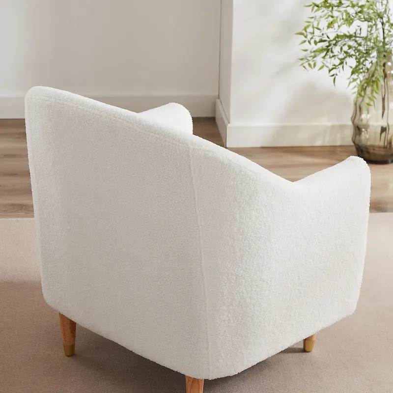 VANOMi 28.34 Accent Armchair, Velvet Barrel Chair with Solid Wood Legs