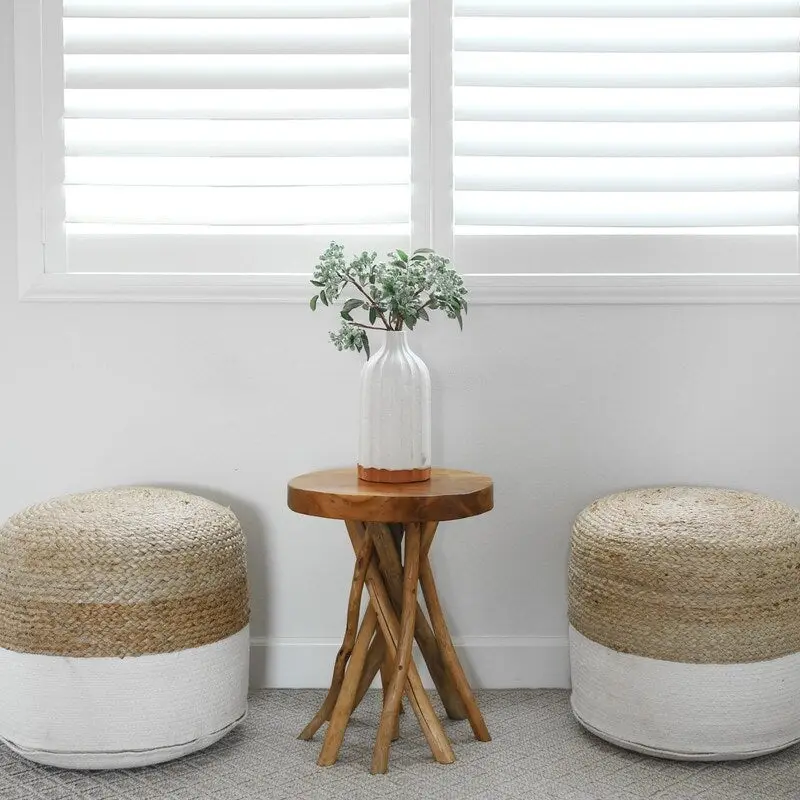 16 Teak Wood Stick Leg End Table - 16D x 16W x 20H