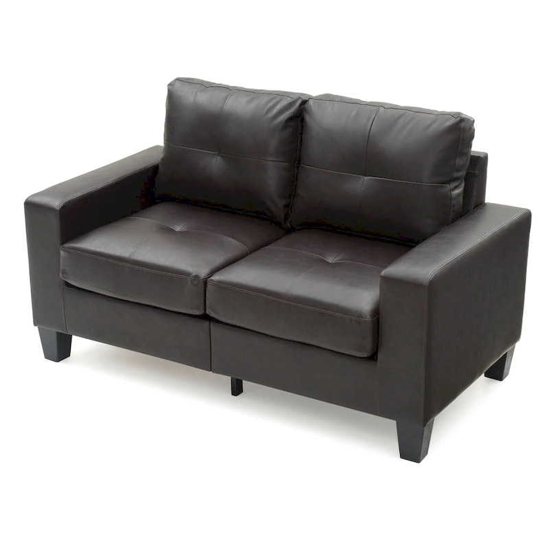 Newbury 58 in. W Flared Arm Faux Leather Straight Sofa - 32 L x 58 W x 36 H