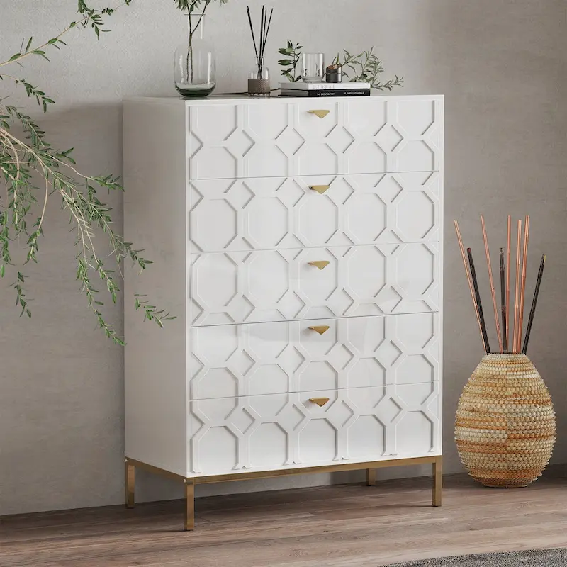 Clihome Wooden 5-Drawer Storage Chest