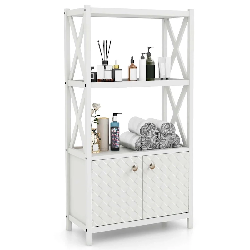 Bathroom Storage Cabinet (with Open Shelves and Double Doors)