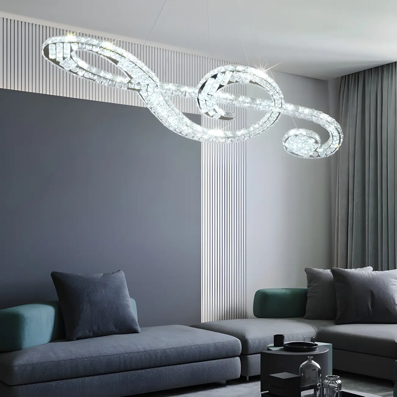 Artistic Modern Crystal 2-Light Island Pendant Light