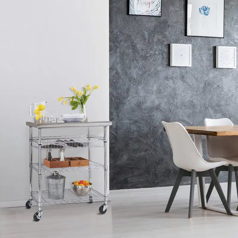 Seville Classics Stainless-Steel Utility Cart NSF, 30 W x 20 D x 36 H - N/A