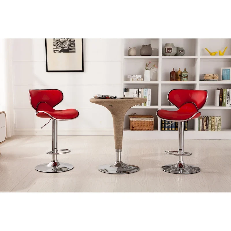Roundhill Furniture Masaccio Leatherette Airlift Adjustable Swivel Barstool (Set of 2)