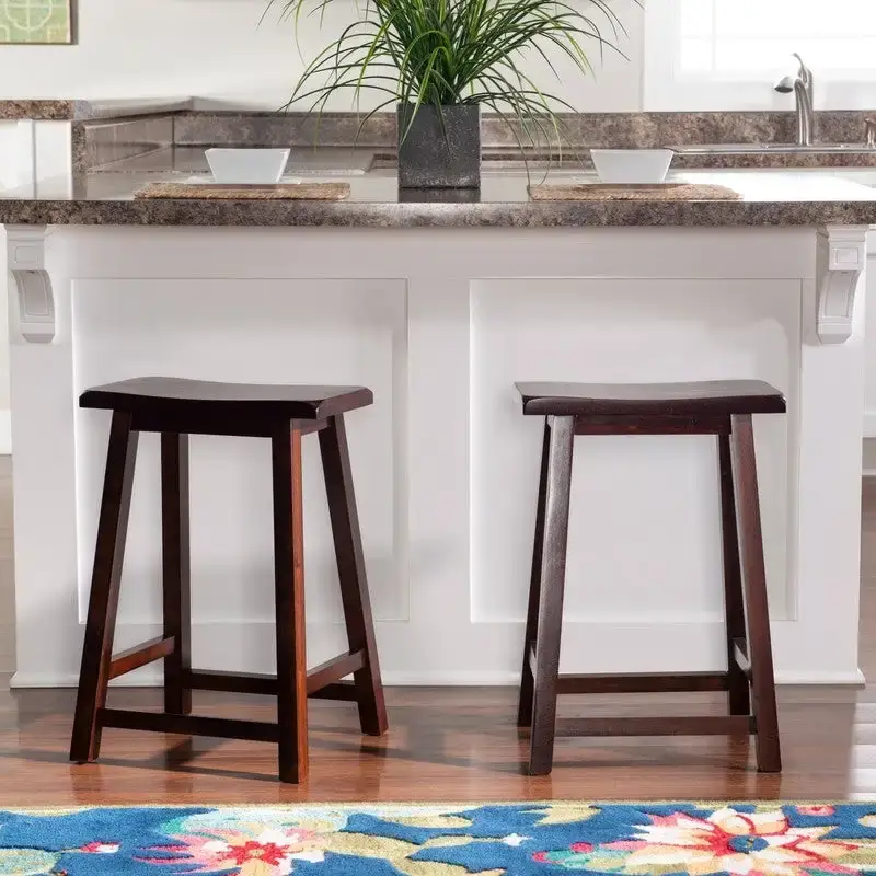Dark Brown Saddle Seat Backless Counter Stool – Single, Counter Height