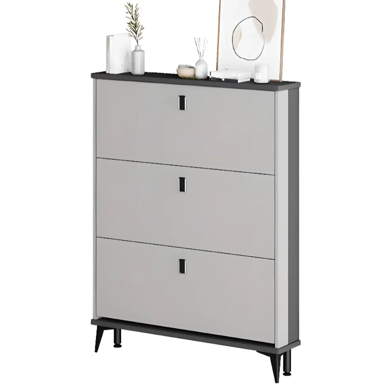 Modern Wood Shoe Cabinet with Adjustable Shelves