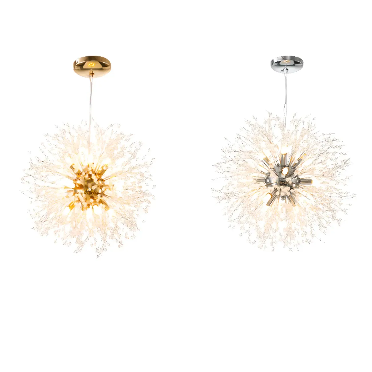 Modern Crystal Globe Chandelier with Starburst Design