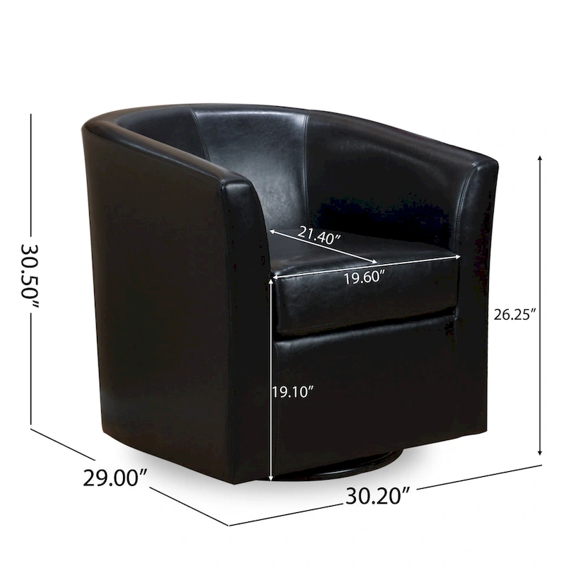 Daymian Swivel Club Chair by Christopher Knight Home - 29.00 D x 30.20 W x 30.50 H