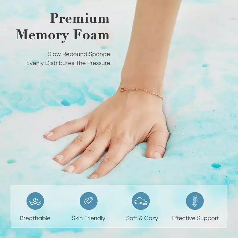 Blue Memory Foam Mattress Topper, Full Size, 1-2 Person