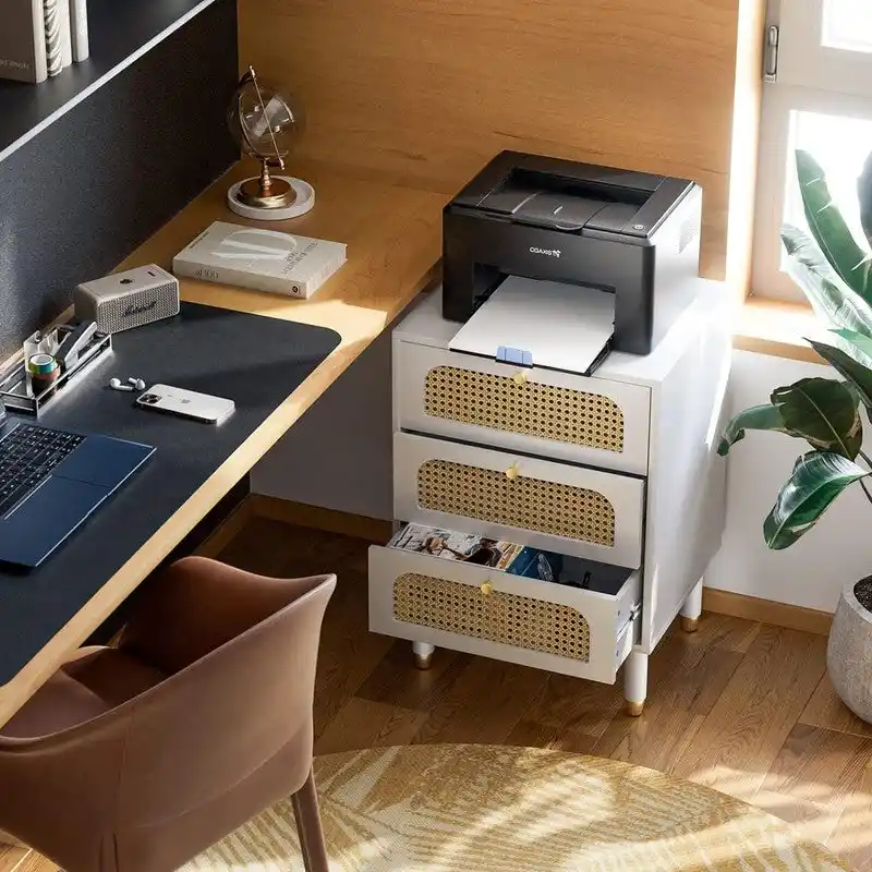 Rattan Nightstand with 3 Drawers