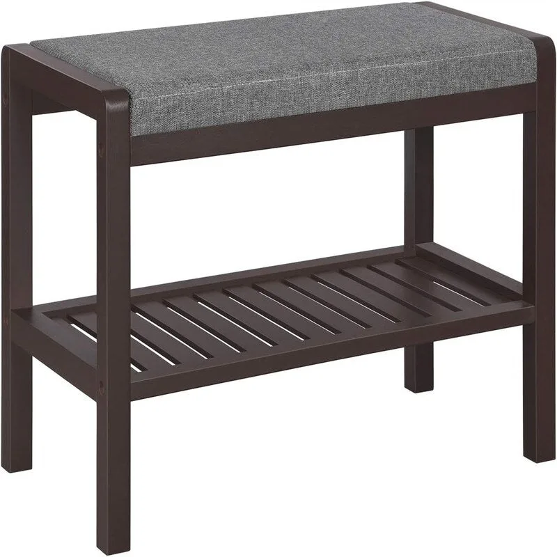 Shoe Rack Bench with Cushion - 12.6D x 23.6W x 16.9H