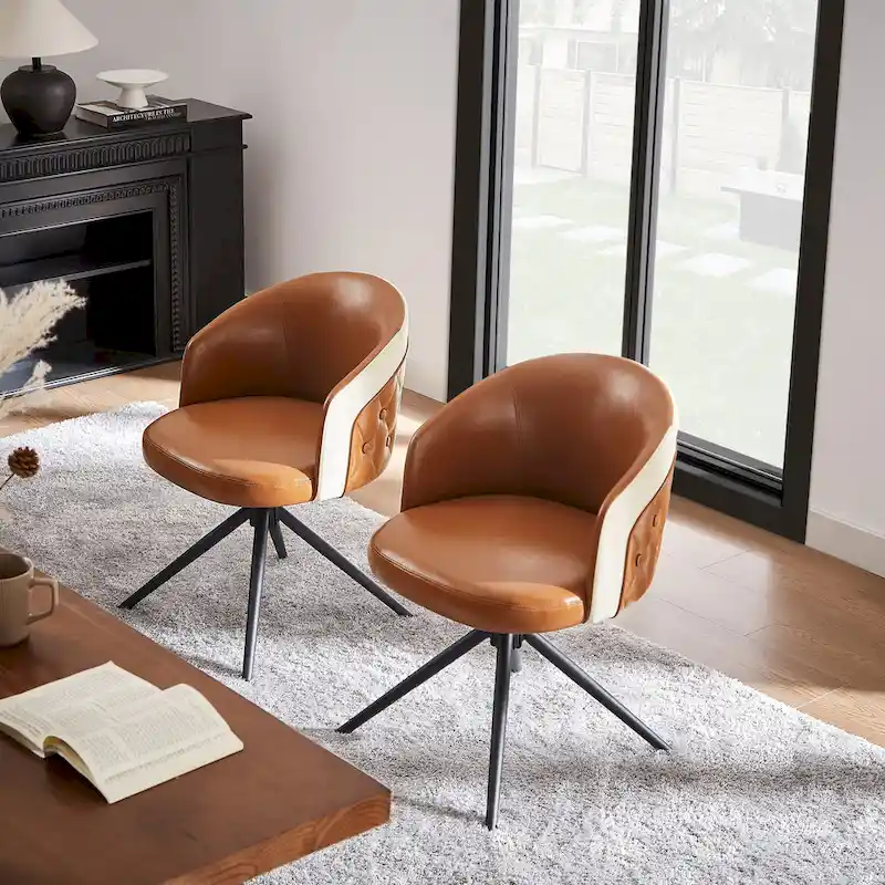 Art Leon Faux Leather Swivel Home Office Chair