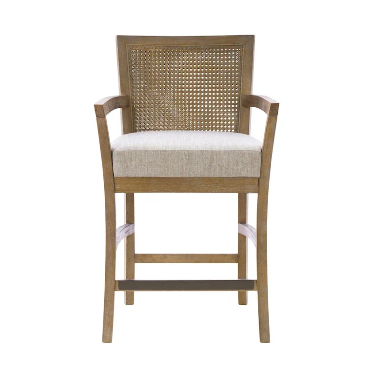 Madison Park Blaine Cream/Reclaimed Natural Cane Back Counter Stool