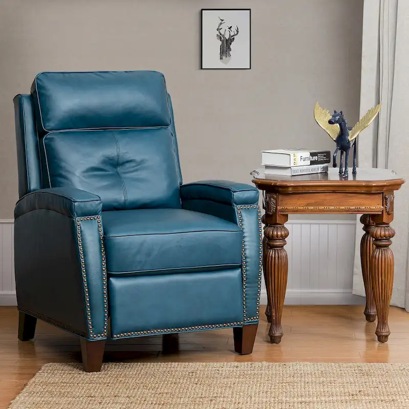 Gaspar Mid-Century Modern Pushback Recliner with Nailhead Trim by HULALA HOME