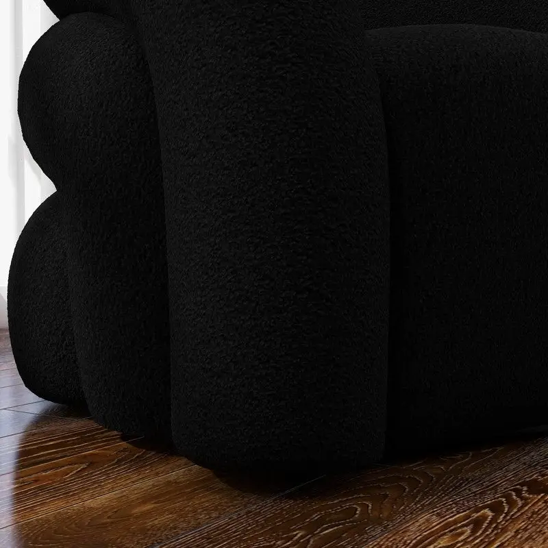 SEYNAR Modern Glam 360 Degree Swivel Teddy Upholstered Accent Armchair with Tufted Back