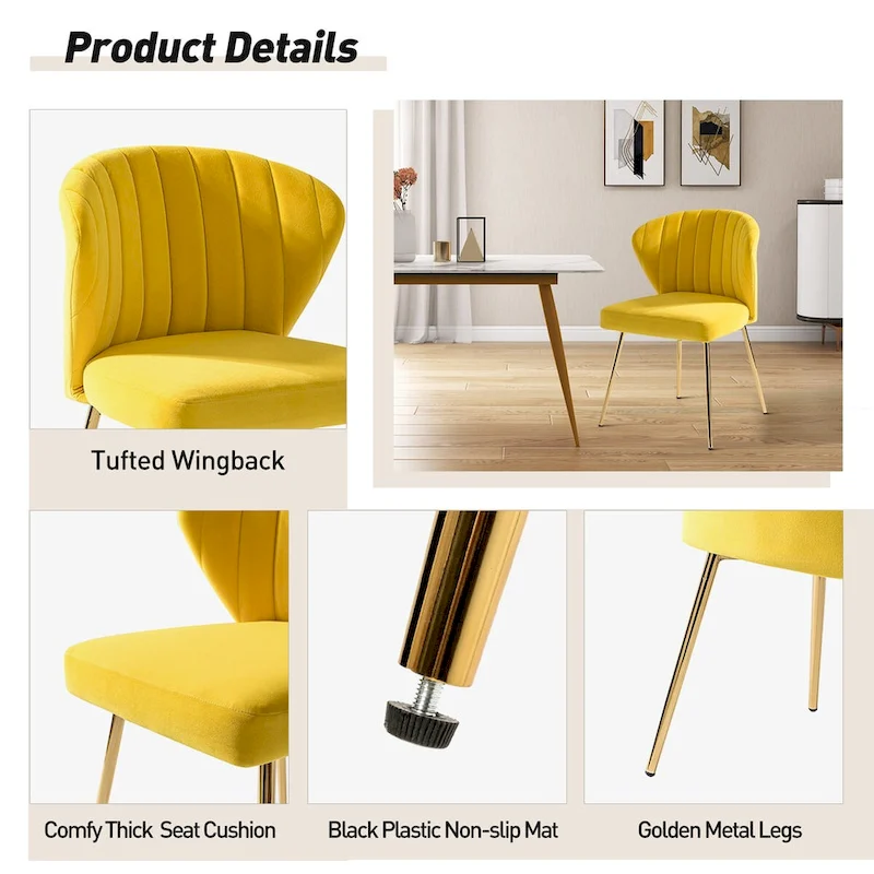 Barbara Side Chair with Metal Base Set of 4 by HULALA HOME