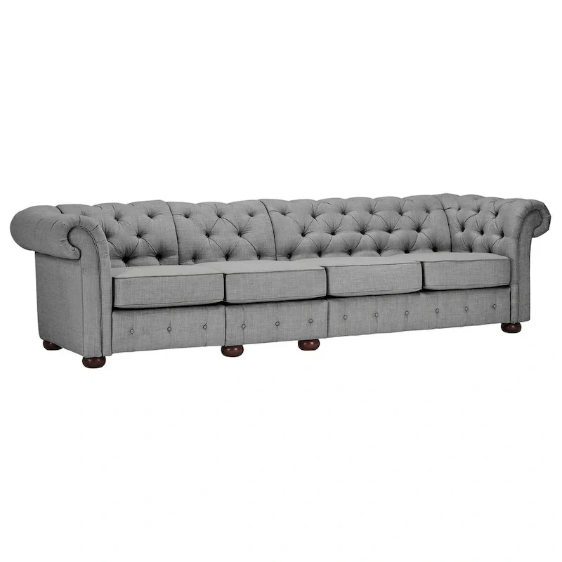 Knightsbridge Light-grey Extra Long Chesterfield Sofa by iNSPIRE Q Artisan