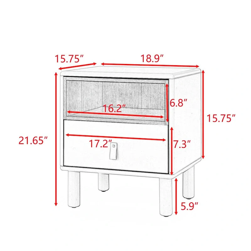 Modern Wooden Nightstand with Drawer