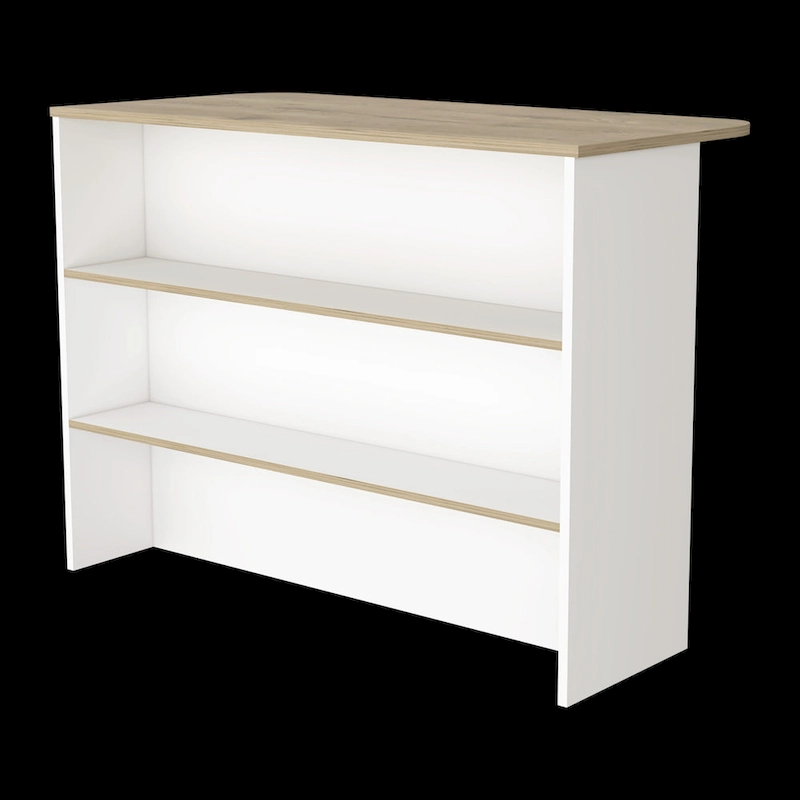 FM Furniture Crete Kitchen Island, Kitchen Bar with 3-Tier Shelves