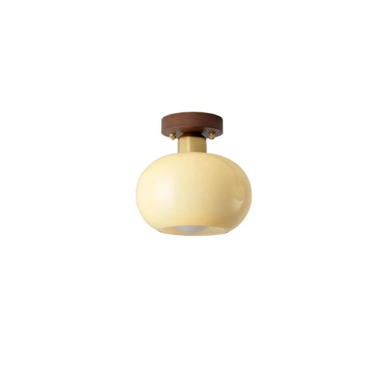 Modern Creamy 1-Light Glass Dome Semi Flush Ceiling Light