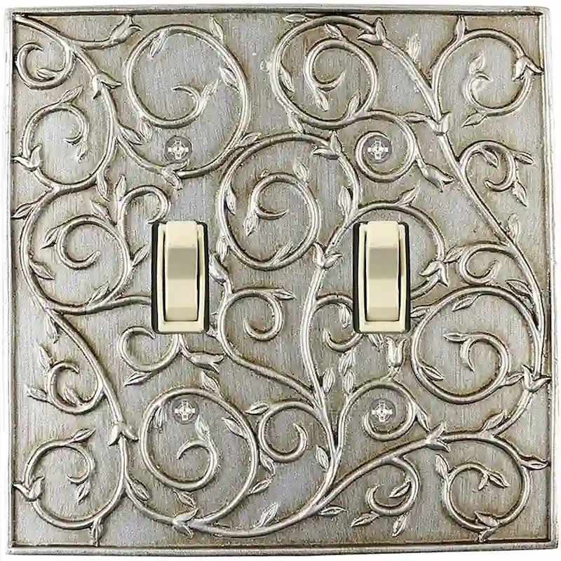 Meriville French Scroll 2 Toggle Wallplate, Double Switch Electrical Cover Plate