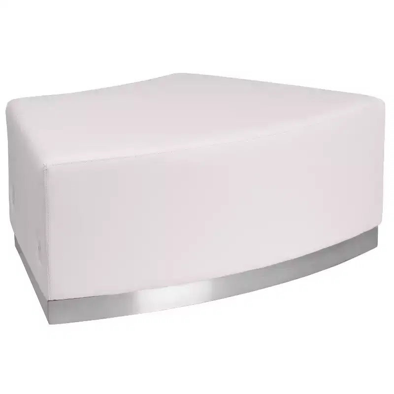 Emma and Oliver Modular Backless Convex Chair with Brushed Stainless Steel Base