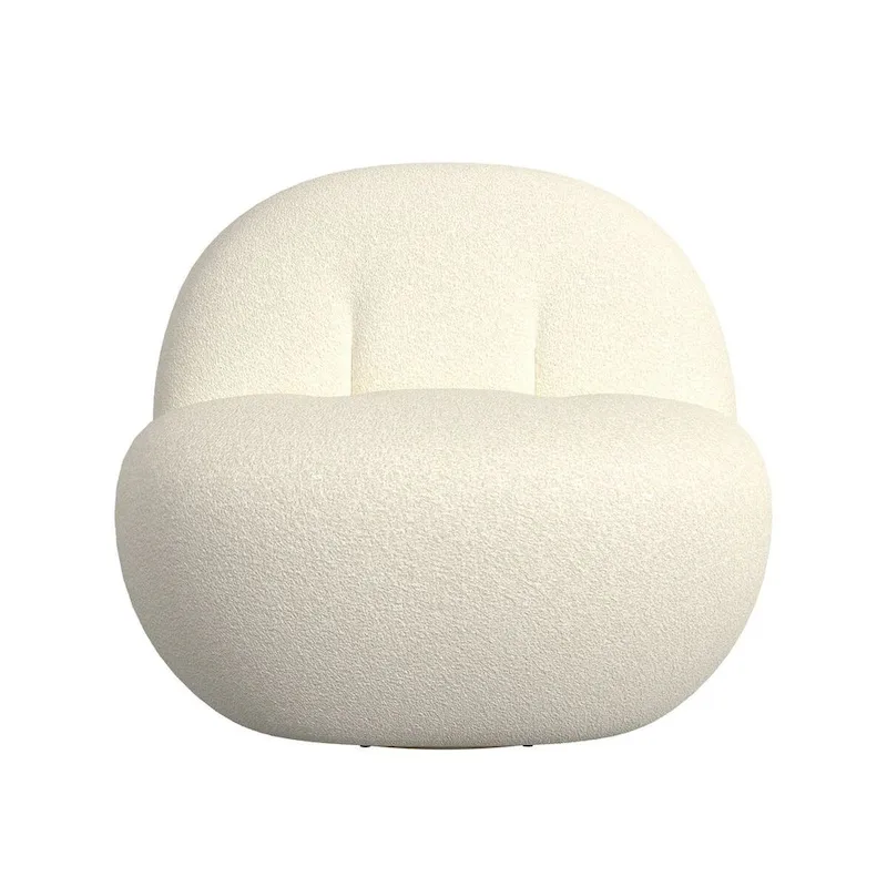 HomePop Armless Cloud Swivel Chair- White Sherpa