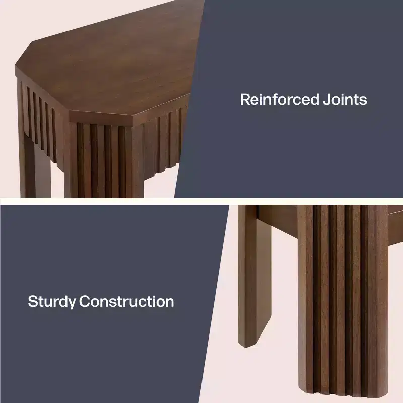 Fluted Solid Wood Console Table 36