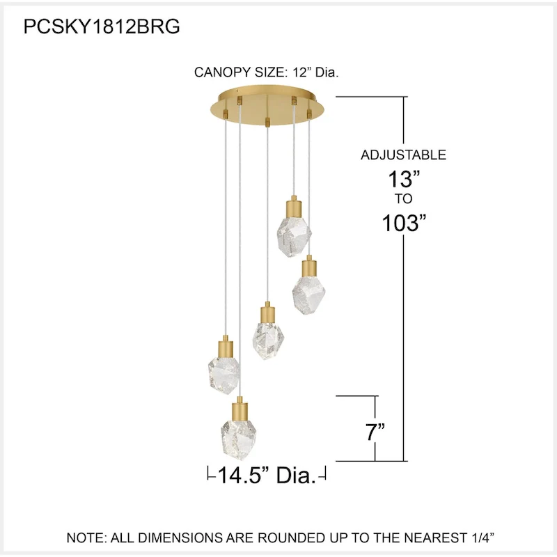 Skye Integrated LED Brushed Gold Pendant