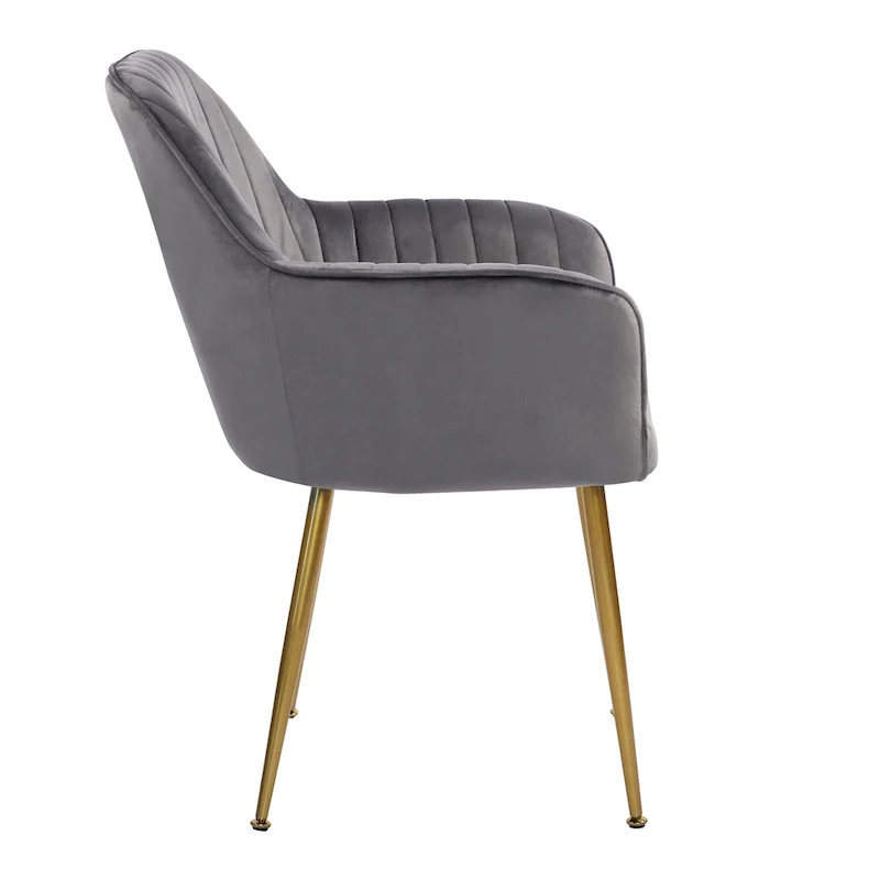 Velvet Accent Dining Chairs with Gold Metal Legs Set of 2