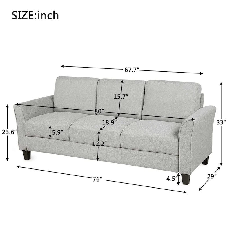 3-Seat Linen Fabric Sofa