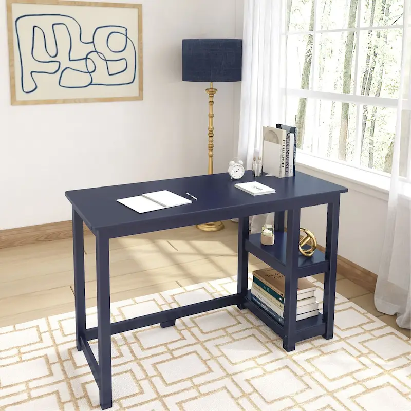 Plank and Beam Desk with Bookshelves