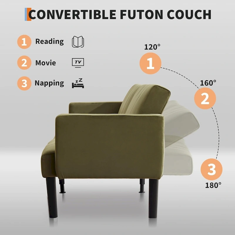 Sofa Bed, Compact Loveseat, Modern Mid-Century Sleeper Sofa, Convertible Couch, Living Room Couches