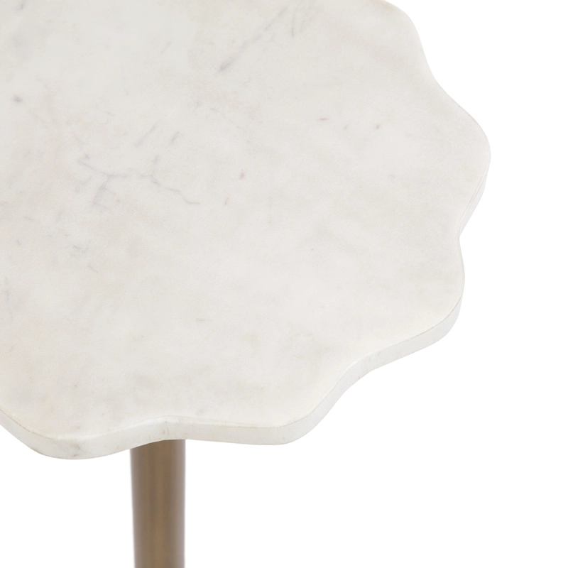 Kate and Laurel Sanzo Scalloped Marble and Metal Drink Table