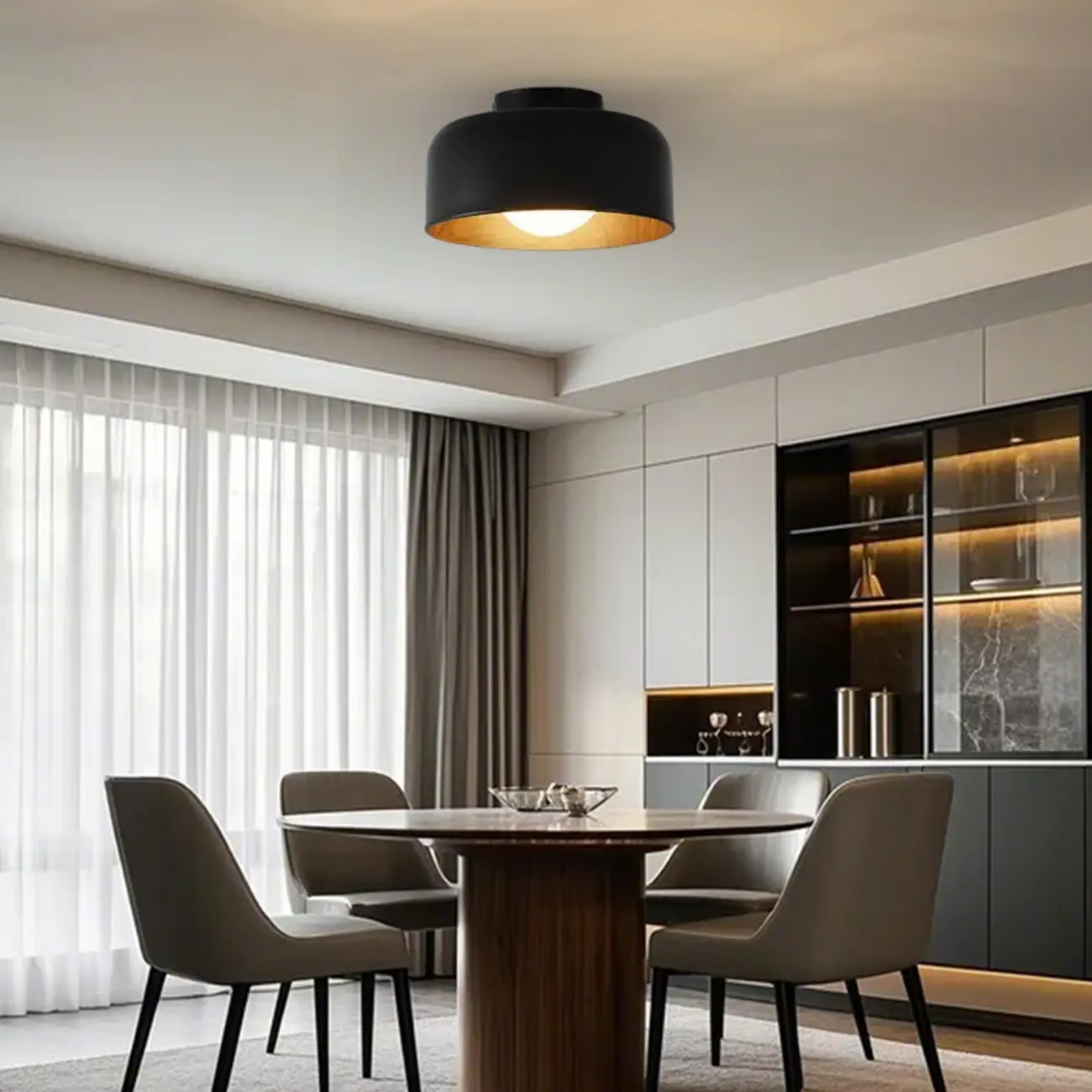 Modern Metal Jar-Shaped Semi Flush Ceiling Light