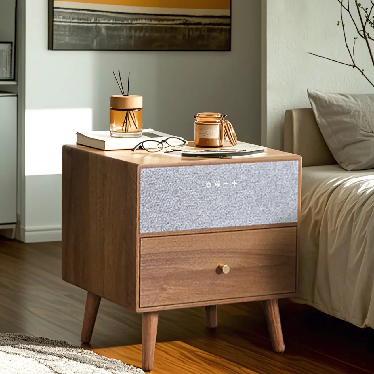 Unique Coloer Block Bedside Storage Table with Stable Legs