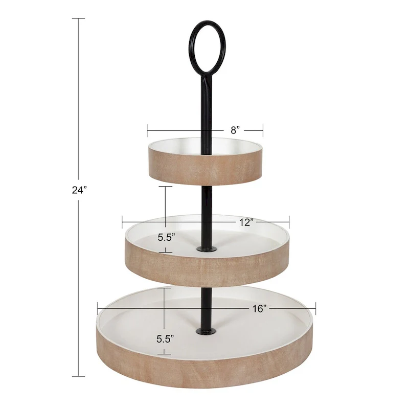 Kate and Laurel Woodmont 3 Tiered Wood Tray - 3 Tier