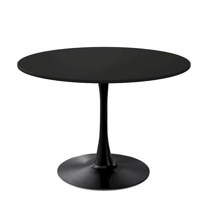 Round Dining Table with Metal Base – White Marble / Black Marble / Oak+Black / Black / White / Natural+White, Seats 2-4