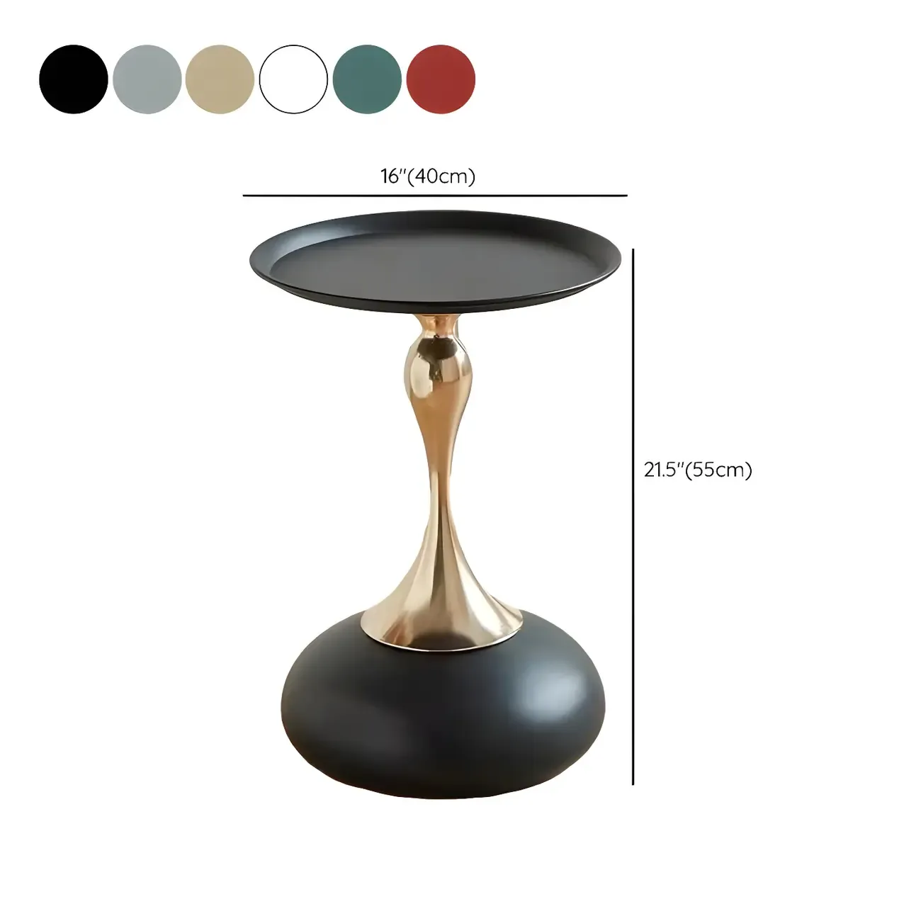 Elegant Black Stainless Steel Round Side Table