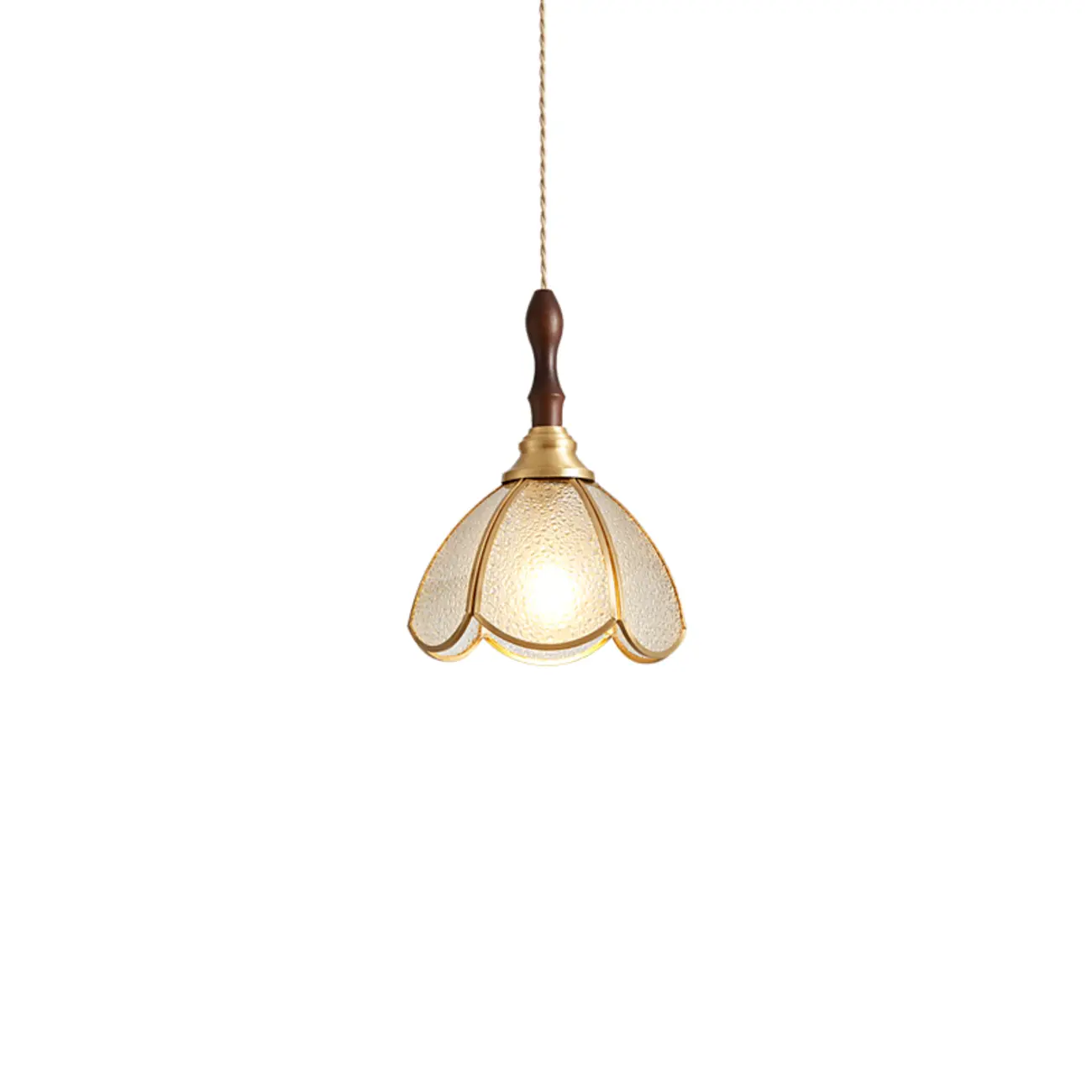 3-Light Glass Brass Floral Dining Pendant Light