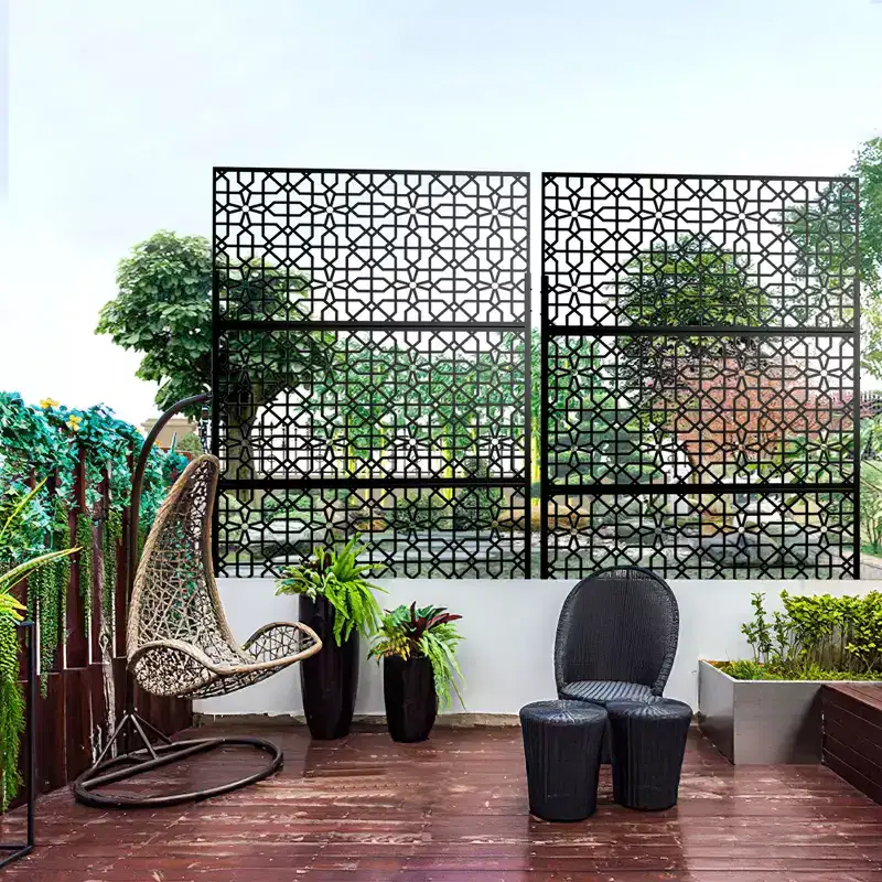 Dovelina 72x47 Metal Privacy Screen 3 Panels Freestanding Partitions and Room Divider