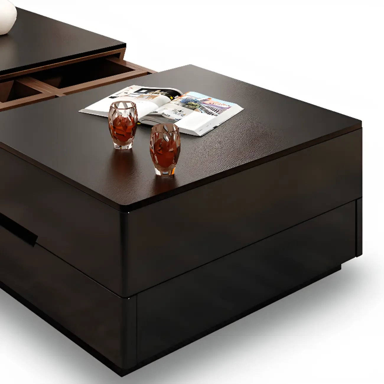 Modern Wood Lift-Top Coffee Table Cabinet, Rectangular Design