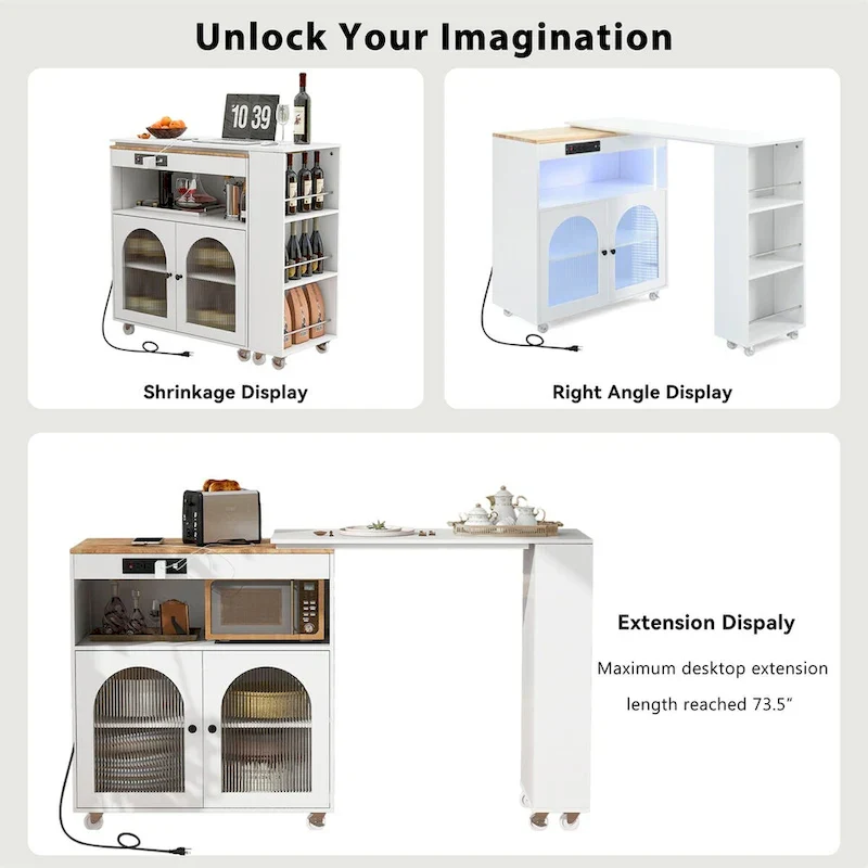 Rolling Kitchen Island With Extended Table,Kitchen Island on Wheels