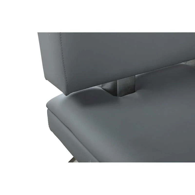 Tufted Faux Leather Reversible Dining Nook – Grey, Single